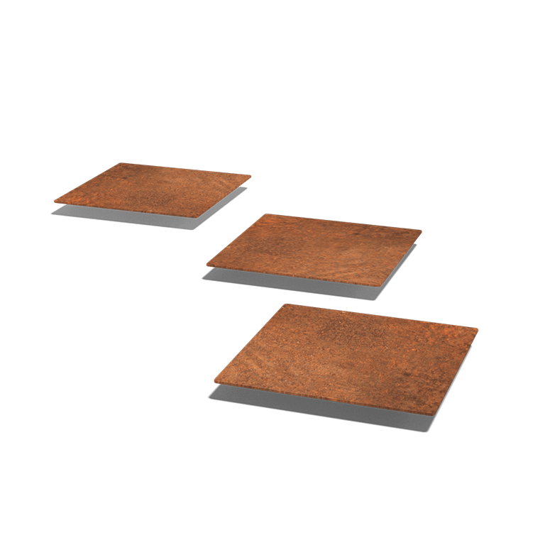 Ladrilho quadrado em aço corten 30 x 30 cm