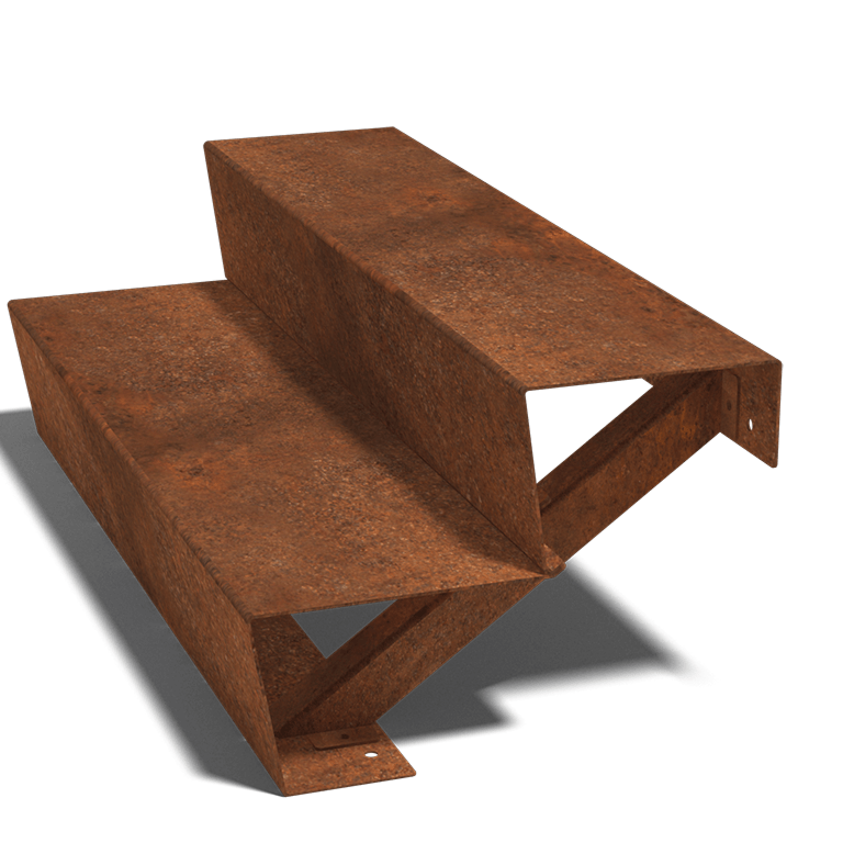 Escada em aço corten New York 2 degraus (largura 100 cm)