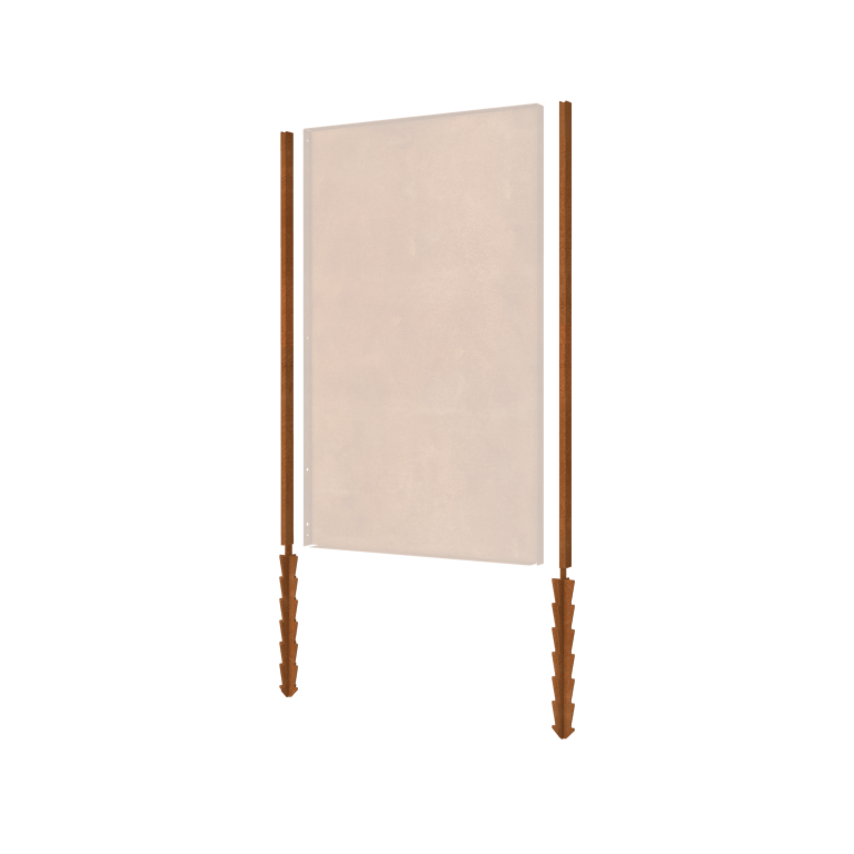 Suporte direito estaca aço corten com 190 x 6 x 3 cm