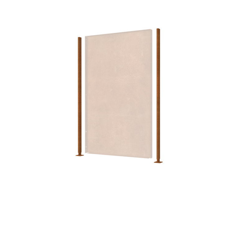 Suporte direito base plana aço corten com 190 x 6 x 3 cm