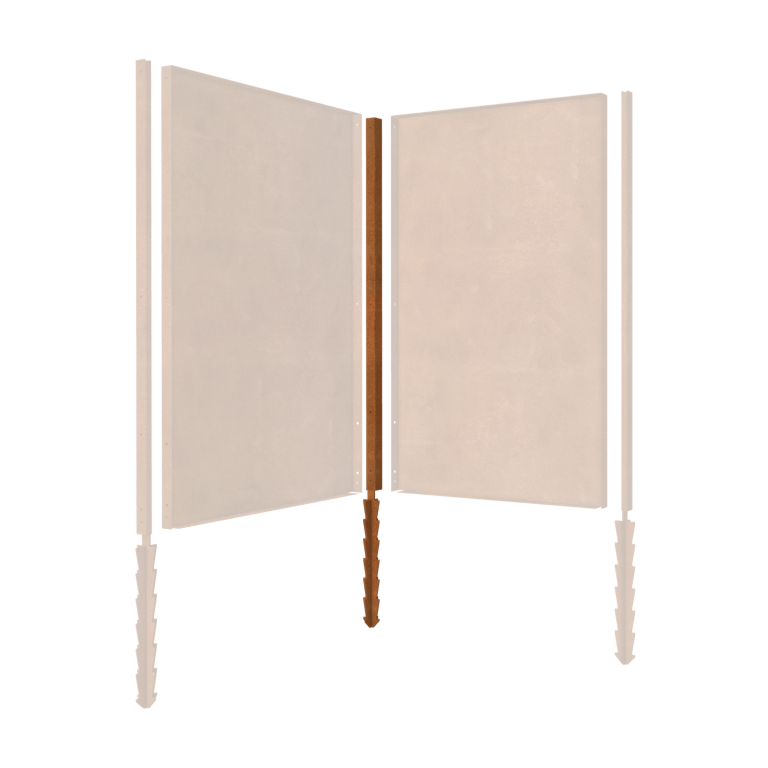 suporte estaca Canto em aço corten com 190 x 6 x 6 cm