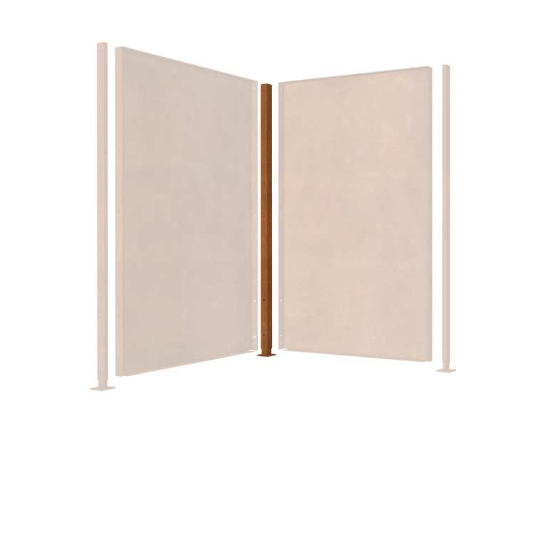 Suporte base plana canto  em aço corten com 190 x 6 x 6 cm