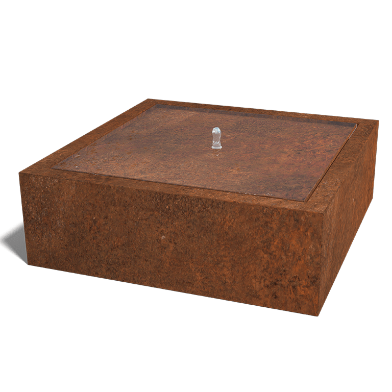 Fonte de água em aço corten 120 x 120 x 40 cm