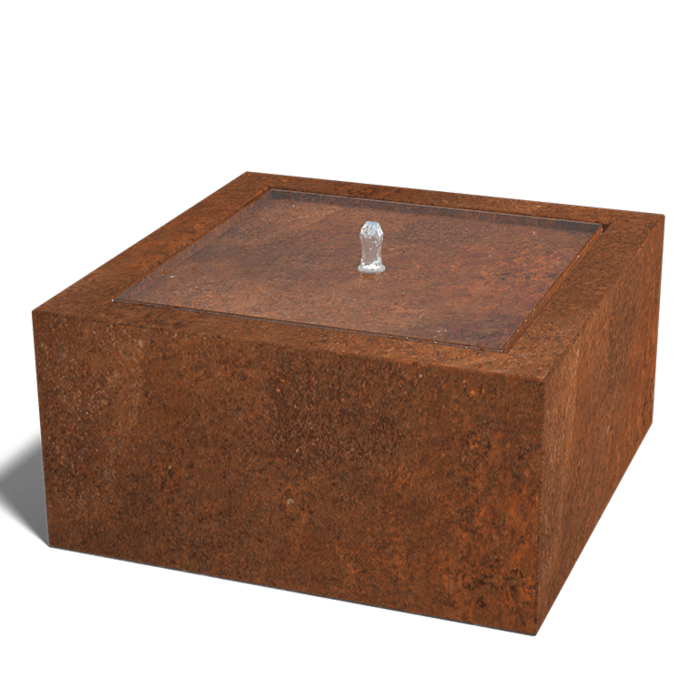 Fonte de água em aço corten 80 x 80 x 40 cm