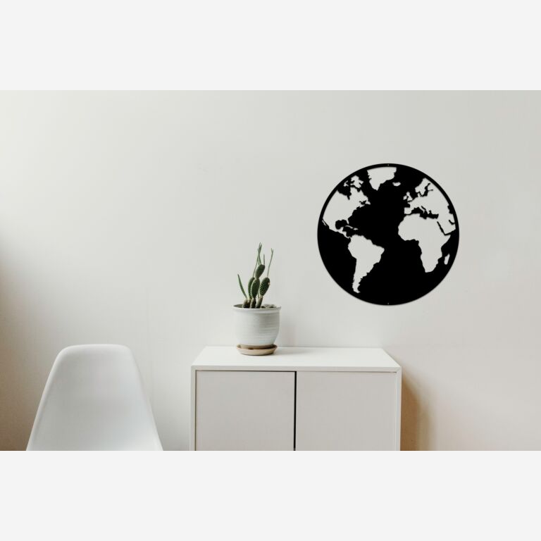 Decoração de parede em metal Mapa-mundo