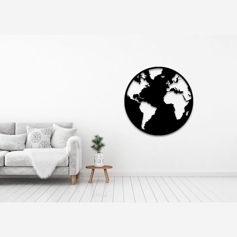 Decoração de parede em metal Mapa-mundo