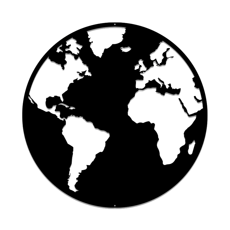 Decoração de parede em metal Mapa-mundo