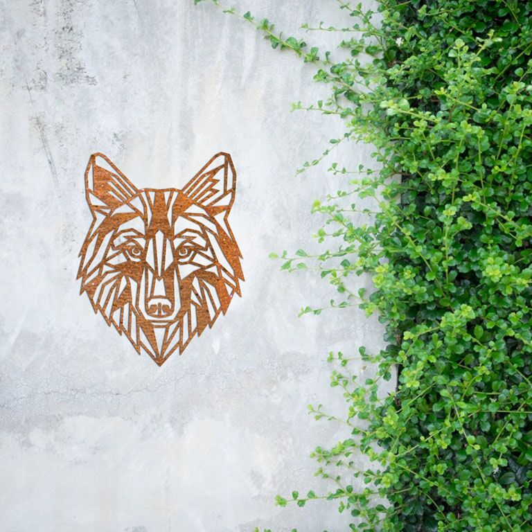 Lobo Decoração de paredes em aço corten 1.0