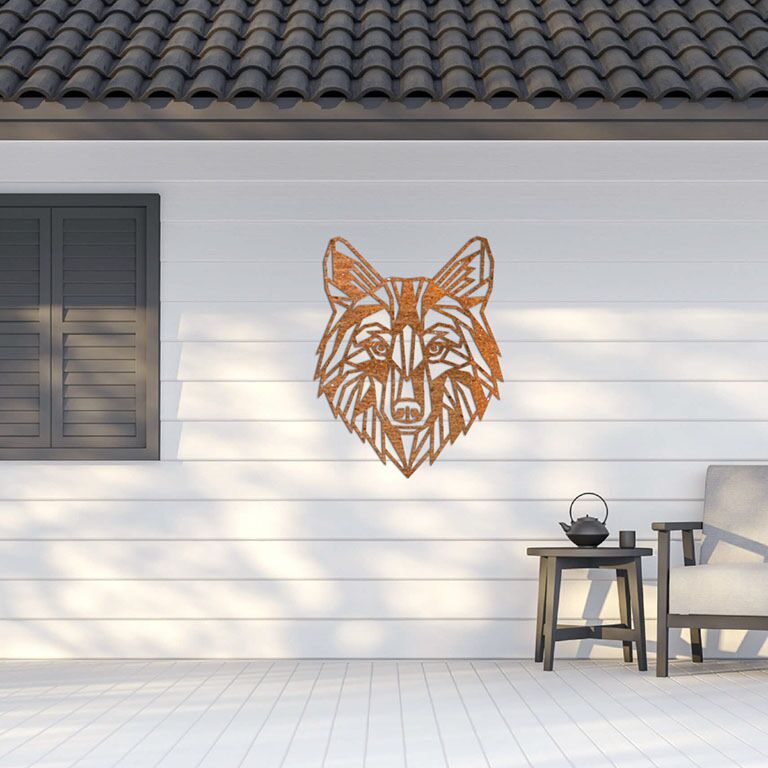Lobo Decoração de paredes em aço corten 1.0
