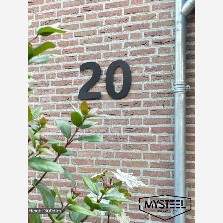 Número de casa em aço inoxidável preto 7 - 30 cm