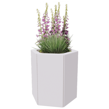 Floreira em aço - Hexágono - 39,3 x 34,6 x 100 cm - Outra cor RAL - Com placa de base