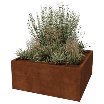 Floreira soldada em aço corten Montana 140 x 140 x 60 cm