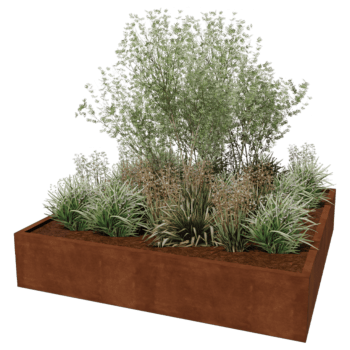 Floreira soldada em aço corten Montana 200 x 200 x 40 cm