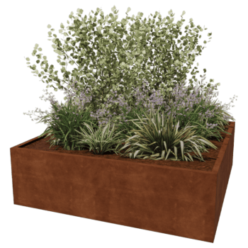 Floreira soldada em aço corten Montana 200 x 200 x 60 cm
