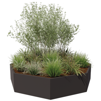 Floreira em aço - Octógone - 241,4 x 241,4 x 40 cm - RAL9005 fosco (preto) - Sem placa de base