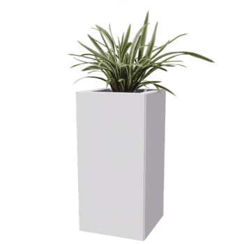 Floreira em aço - Quadrado - 30 x 30 x 60 cm - Outra cor RAL - Com placa de base - Com pés