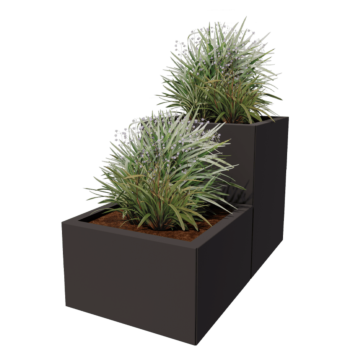 Floreira em aço - Modelo de escada em 2 partes - 100 x 50 x 60 cm - Outra cor RAL - Sem placa de base