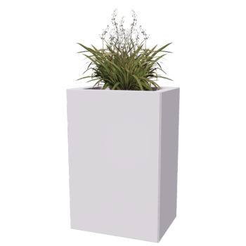 Floreira em aço - Retângulo - 40 x 30 x 40 cm - Outra cor RAL - Com placa de base - Com pés