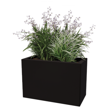 Floreira em aço - Retângulo - 60 x 30 x 60 cm - Outra cor RAL - Com placa de base - Com rodas