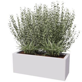 Floreira em aço - Retângulo - 80 x 30 x 80 cm - Outra cor RAL - Com placa de base - Com rodas