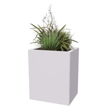 Floreira em aço - Retângulo - 50 x 40 x 40 cm - Outra cor RAL - Com placa de base - Com rodas