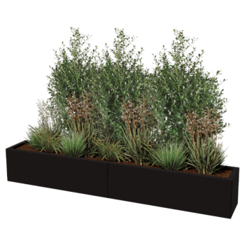 Floreira XXL em aço - Retângulo - 200 x 30 x 30 cm - Outra cor RAL - Com placa de base