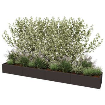 Floreira XXL em aço - Retângulo - 320 x 50 x 30 cm - RAL9005 fosco (preto) - Sem placa de base