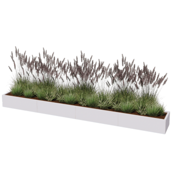 Floreira XXL em aço - Retângulo - 400 x 50 x 50 cm - RAL9010 fosco (branco) - Sem placa de base