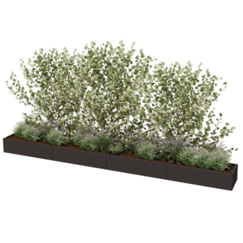 Floreira XXL em aço - Retângulo - 480 x 50 x 30 cm - Outra cor RAL - Com placa de base