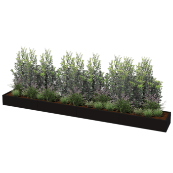 Floreira XXL em aço - Retângulo - 480 x 60 x 80 cm - RAL9010 fosco (branco) - Sem placa de base