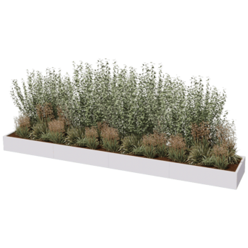 Floreira XXL em aço - Retângulo - 480 x 80 x 30 cm - RAL9005 fosco (preto) - Sem placa de base