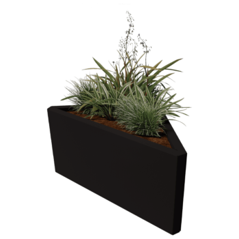 Floreira em aço - Triângulo isósceles - 83,9 x 46,4 x 60 cm - RAL9005 fosco (preto) - Sem placa de base