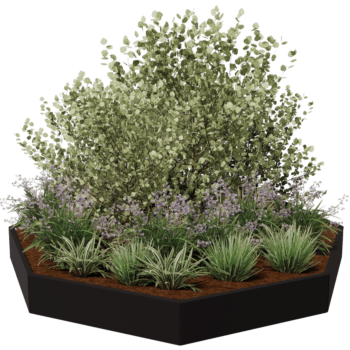 Floreira em aço - Octógone - 289,7 x 289,7 x 60 cm - RAL9005 fosco (preto) - Sem placa de base