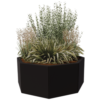 Floreira em aço - Octógone - 96,6 x 96,6 x 30 cm - RAL9005 fosco (preto) - Sem placa de base