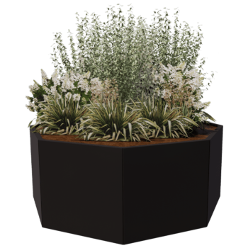 Floreira em aço - Octógone - 168,6 x 168,6 x 70 cm - RAL9010 fosco (branco) - Sem placa de base