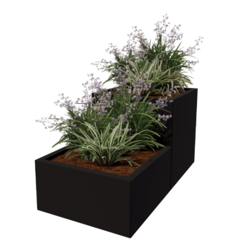Floreira em aço - Modelo de escada em 2 partes - 120 x 60 x 60 cm - Outra cor RAL - Sem placa de base