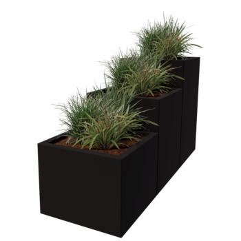 Floreira em aço - Modelo de escada em 3 partes - 150 x 50 x 80 cm - Outra cor RAL - Com placa de base Floreira em aço - Modelo de escada em 3 partes - 150 x 50 x 80 cm - Outra cor RAL - Com placa de base