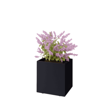 Floreira em aço - Retângulo - 40 x 30 x 40 cm - RAL9005 fosco (preto) - Com placa de base - Com pés