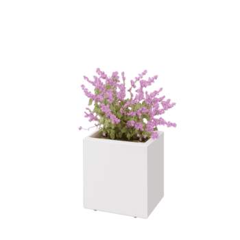 Floreira em aço - Retângulo - 40 x 30 x 40 cm - RAL9010 fosco (branco) - Com placa de base - Com pés
