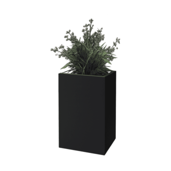 Floreira em aço - Retângulo - 40 x 30 x 60 cm - RAL9005 fosco (preto) - Com placa de base - Com pés