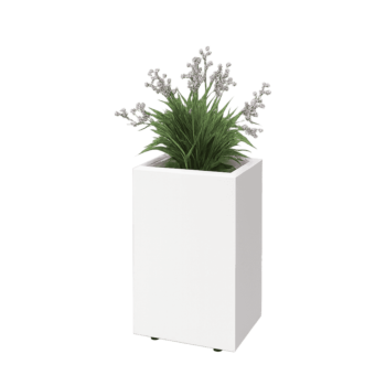 Floreira em aço - Retângulo - 40 x 30 x 60 cm - RAL9010 fosco (branco) - Com placa de base - Com pés