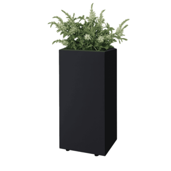 Floreira em aço - Retângulo - 40 x 30 x 80 cm - RAL9005 fosco (preto) - Com placa de base - Com pés