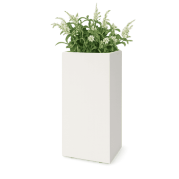 Floreira em aço - Retângulo - 40 x 30 x 80 cm - RAL9010 fosco (branco) - Com placa de base - Com pés