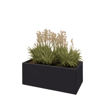 Floreira em aço - Retângulo - 80 x 40 x 30 cm - RAL9005 fosco (preto) - Sem placa de base