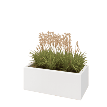 Floreira em aço - Retângulo - 80 x 40 x 30 cm - RAL9010 fosco (branco) - Sem placa de base