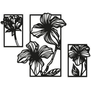 Flores decoração de parede em metal 3 partes
