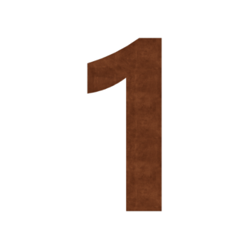 Número de casa em aço corten 1 - 15 cm