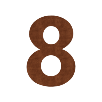 Número de porta em aço corten 8 - 10,3 x 15 cm - Autocolante