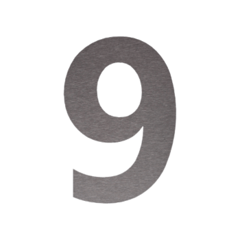 Número de porta em aço inoxidável 9 - 10 x 15 cm - Autocolante