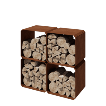 Abrigo para lenha em aço corten - Colorado 4 peças - 40 x 40 x 40 cm